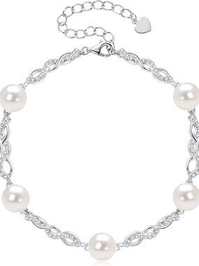 Elegant 8mm Freshwater Pearl Infinity Bracelet - Perfect Gift for Women